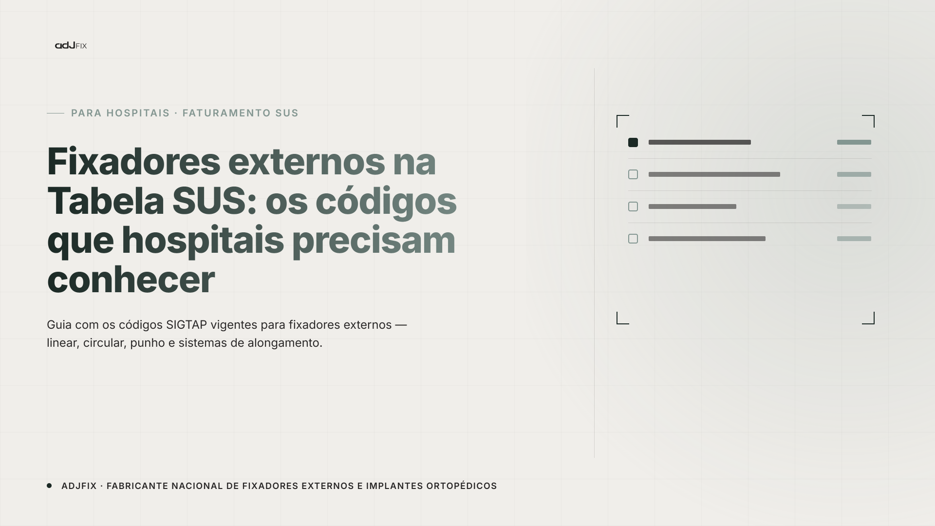 Ilustração de tabela de códigos médicos com linhas e checkboxes representando o SIGTAP